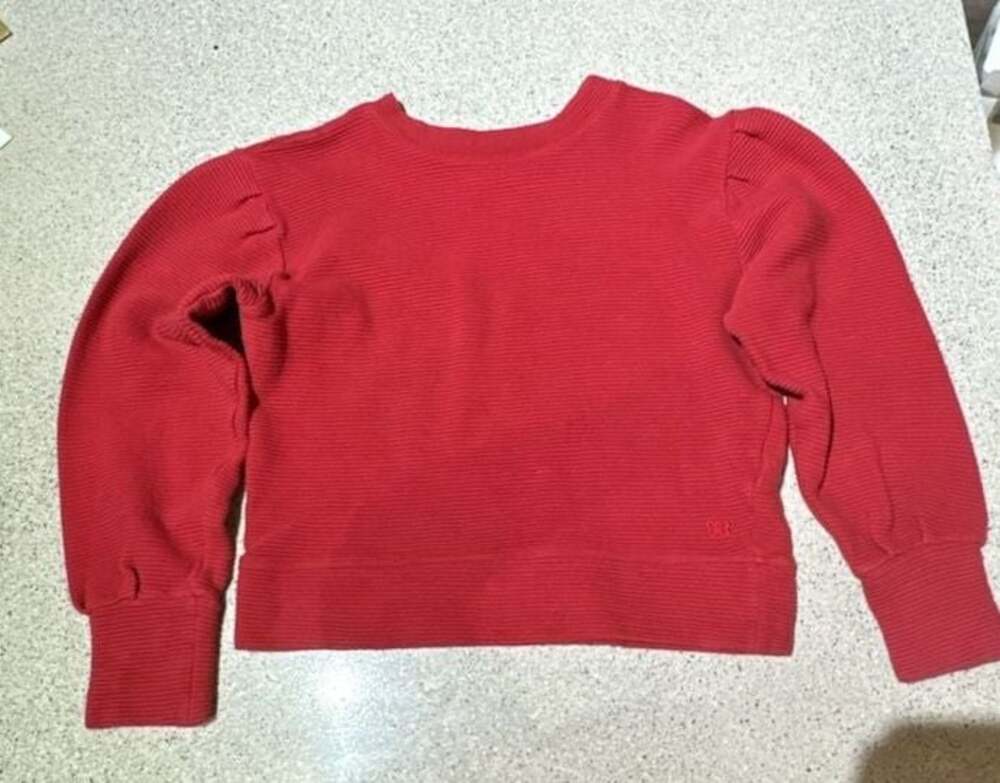 Albion Fit Red Ribbed Long Sleeve Sweatshirt Pullover Size Small